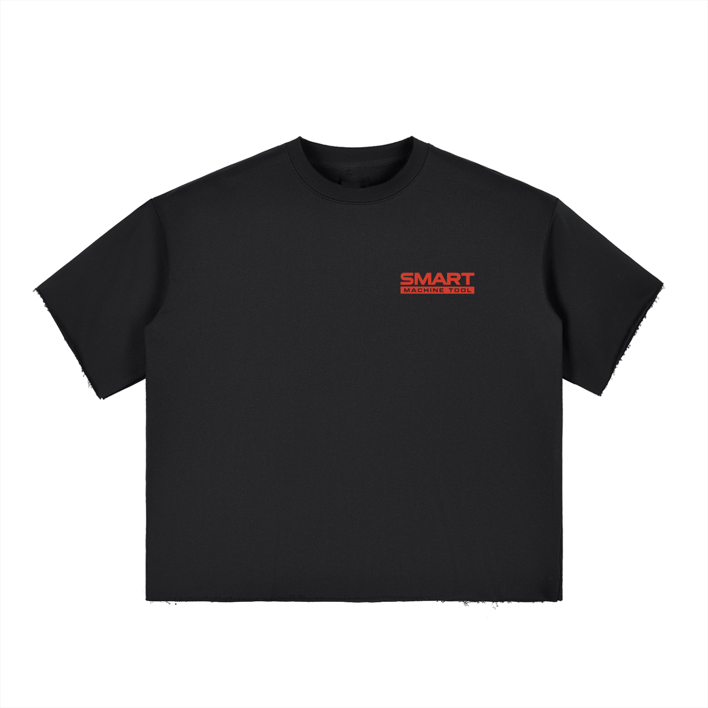 Boxy Half-Sleeve Raw-Edge T-Shirt